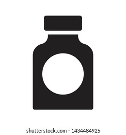 pills jar glyph flat vector icon