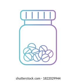 Píldoras Estilo gradiente de tarro diseño de ícono de atención médica salud y tema de emergencia Ilustración vectorial