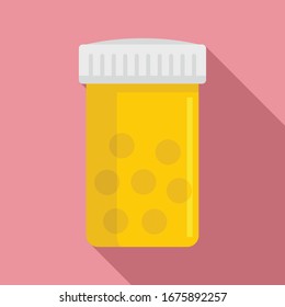 Pills jar icon. Flat illustration of pills jar vector icon for web design