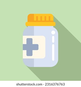 Pills jar icon flat vector. System health. Person protect