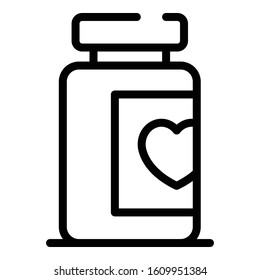Pills jar icon. Outline pills jar vector icon for web design isolated on white background