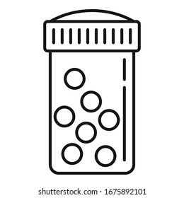 Pills jar icon. Outline pills jar vector icon for web design isolated on white background