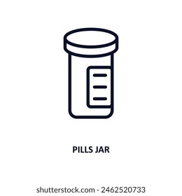 pills jar icon. Thin line pills jar icon from medical and healthcare collection. Outline vector isolated on white background. Editable pills jar symbol can be used web and mobile