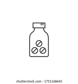 Pills jar line icon, Vector isolated sign for web design isolated on white.