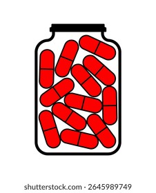 Pills in jar. Tablets in glass jar