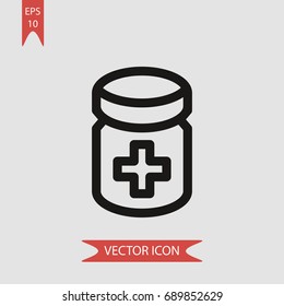 Pills jar vector icon, illustration symbol