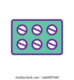 Pills line and fill style icon design of Medical care health emergency aid exam clinic and patient theme Vector illustration