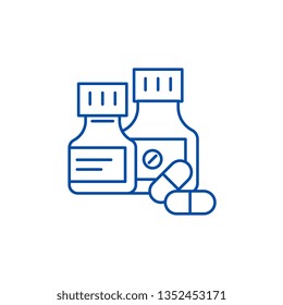 Pills line icon concept. Pills flat  vector symbol, sign, outline illustration.