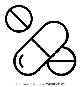 Pills Line Icon Design For Personal And Commercial Use