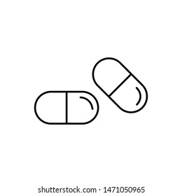 Pills line icon. Vector graphics, a linear pattern on a white background, eps 10.