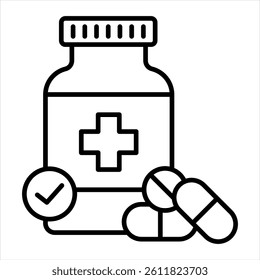 Pills Line Icon Vector Illustration