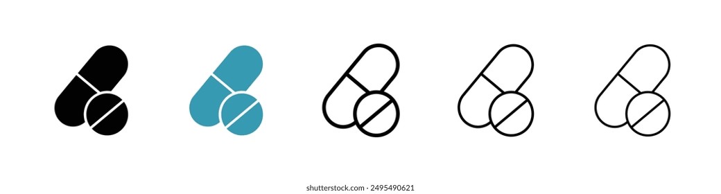 Icono de la línea de píldoras conjunto de Vectores.