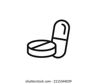 Pills line icon. Vector symbol in trendy flat style on white background. Veterinary sign for design.