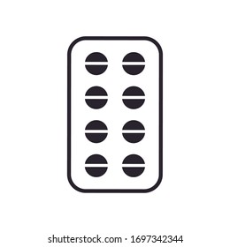 Pills line style icon design of Medical care health emergency aid exam clinic and patient theme Vector illustration