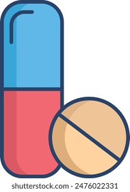 pills linear color illustration icon