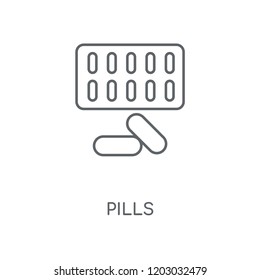 Pills linear icon. Pills concept stroke symbol design. Thin graphic elements vector illustration, outline pattern on a white background, eps 10.