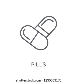 Pills linear icon. Modern outline Pills logo concept on white background from Health and Medical collection. Suitable for use on web apps, mobile apps and print media.