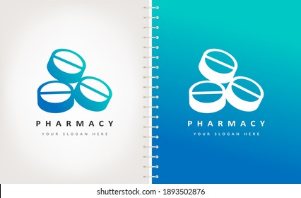Pillen Logo, Vektorgrafik. Pharmazie und Medizin-Design.