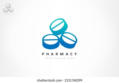 Pills logo vector. Pharmacy and medicine design.