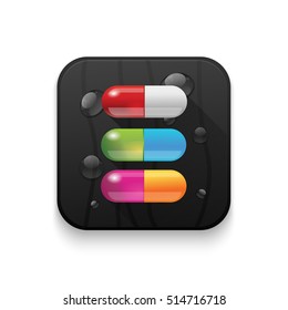 Pills With long shadow over app button