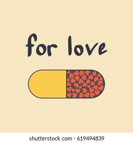 pills for love, line art illustration