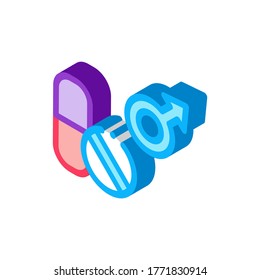 Pills Man Power Icon Vector. Isometric Pills Man Power sign. color isolated symbol illustration