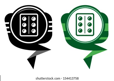 Pills, medication black and green map pointer