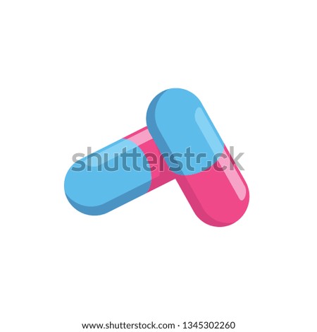 Pills Medicine 3d vector icon isometric pink and blue color minimalism illustrate