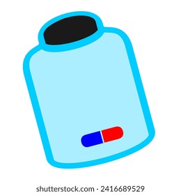 Pills, medicine drugs, capsules on bottle. medicament painkillers, antibiotics, vitamins, amino acid, mineral, bio active additives.