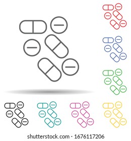 Pills multi color set icon. Simple thin line, outline vector of medical icons for ui and ux, website or mobile application