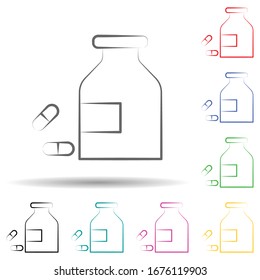 Pillt das Symbol für mehrfarbiges Set. Einfache dünne Linie, Vektorillustration von Fitness-Icons für i und ux, Website oder mobile Anwendungen