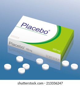 Pills named Placebo, it's a medical fake product, which alludes to the danger of false medication. Vector illustration.