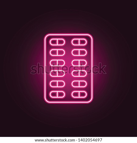Pills neon icon. Elements of Medecine set. Simple icon for websites, web design, mobile app, info graphics