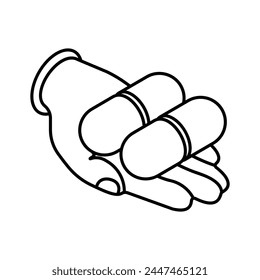Pills on hand, isometric vector design of drugs care