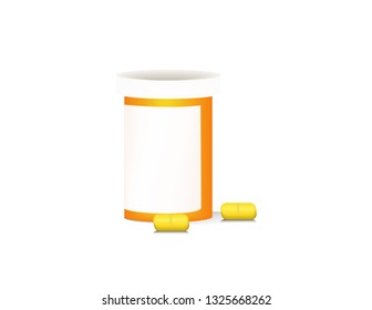 Pills on white background