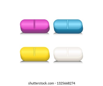 Pills on white background