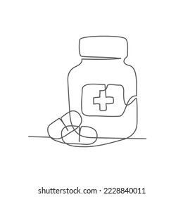 Pills One line drawing on white background