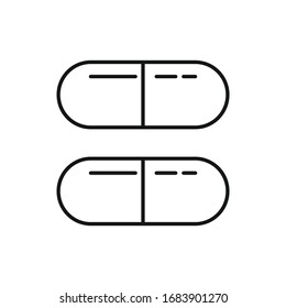 Pills outline icon. Vector Pills in outline style isolated on white background. Element for web, game and medicine advertising
