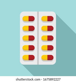 Pills pack icon. Flat illustration of pills pack vector icon for web design