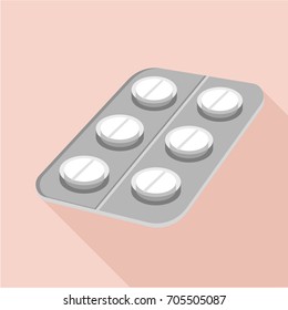Pills pack icon. Flat illustration of pills pack vector icon for web