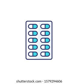 pills pack icon with outline