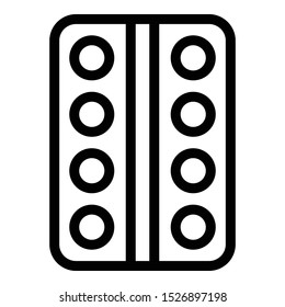 Pills pack icon. Outline pills pack vector icon for web design isolated on white background
