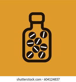 Pills pack on yellow background