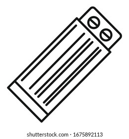 Icono del paquete de almohadillas. Icono del vector del paquete de píldoras de esquema para el diseño web aislado en fondo blanco
