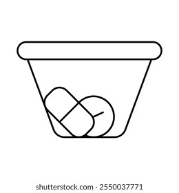 pílulas no vetor de ícone de linha de pacote. pílulas no sinal de pacote. isolado contorno símbolo ilustração preta