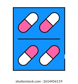 pills package line icon vector. pills package sign. isolated symbol illustration