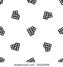 Pills in package pattern repeat seamless in black color for any design. Vector geometric illustration