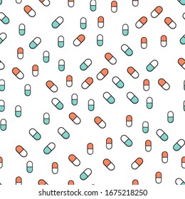 Pills pattern background. Medical back