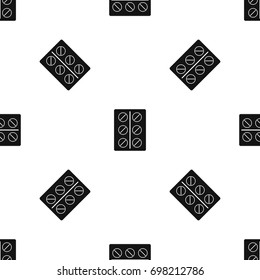 Pills pattern repeat seamless in black color for any design. Vector geometric illustration