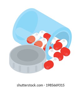 pills pouring bottle medicine isometric